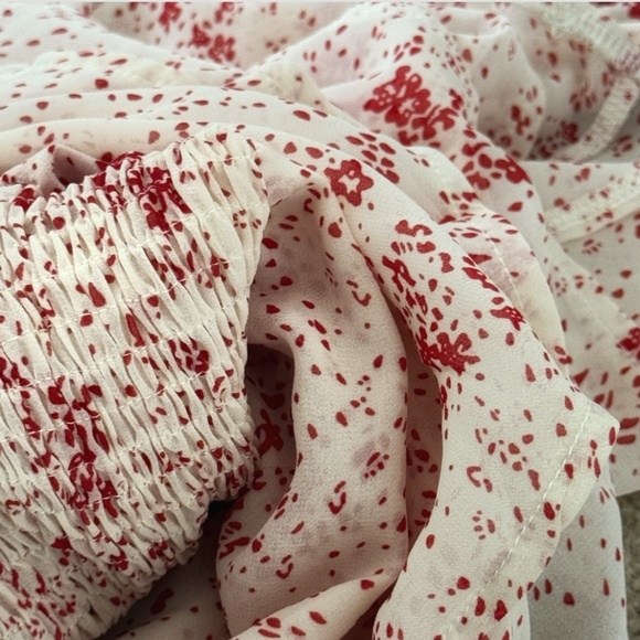 Princess Polly Mini Dress Flirty Smocked Waist Long Sheer Sleeves Tiered Skirt 6 - Picture 8 of 13